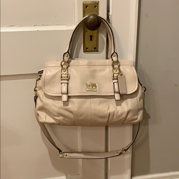 Cream COACH satchel with handles and strap - Picture 1 of 8